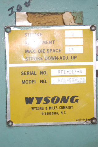 Wysong RT4-90-122, Machine ID: 5441
